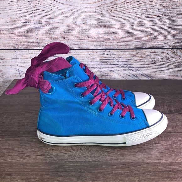 Converse Other - Youth Girls Chuck Taylor Converse Hi Tops Size 4 Teal&Magenta